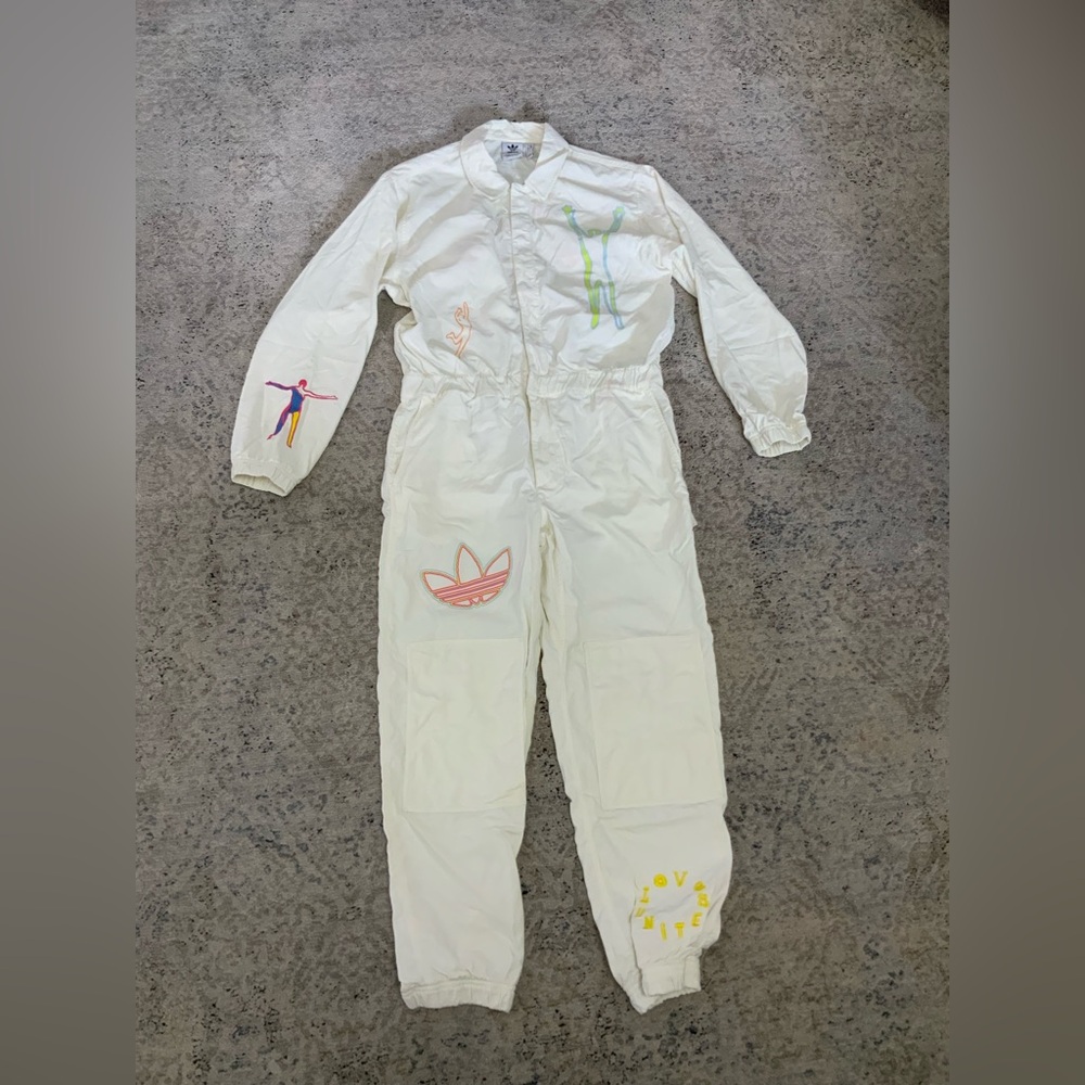 Adidas White Unisex Jumpsuit with Colorful Graphics